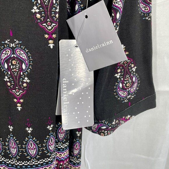 NWT Daniel Rainn Petoka Split-Neck Knit Peasant Blouse Pleated Crochet Black XXL - Picture 7 of 15